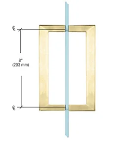 Satin brass 8 inch square tubing back to back handle